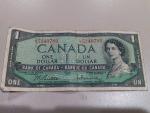 Vintage 1954 Canadian One Dollar Bill QEII