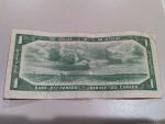 Vintage 1954 Canadian One Dollar Bill QEII