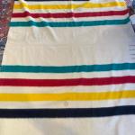 Vintage Hudson Bay White/Multi Blanket from 50s/60s