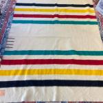 Vintage Hudson Bay White/Multi Blanket from 50s/60s