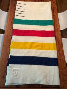 Hudson’s Bay Vintage 6 Point 100% Wool Blanket 92”x95” HBC Queen/King Gold Label