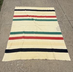 Hudson’s Bay Vintage Striped Wool Blanket 81 x 66
