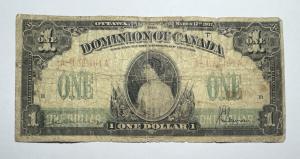 1917 Dominion of Canada Large Size $1 Bill