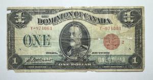 1923 Large Size Dominion of Canada $1 Bill