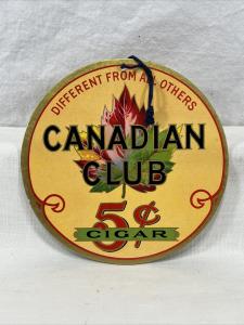 Canadian Club Cigar Vintage Fan Pull Sign
