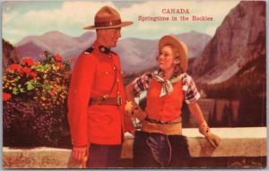 RCMP Postcard - Mountie and Girl c1950s
