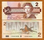 1986 $2 Canada Note QEII Vintage Collectible