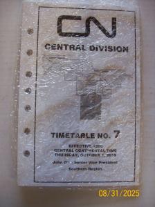 Canadian National Railroad Timetable #7 - October 2015
