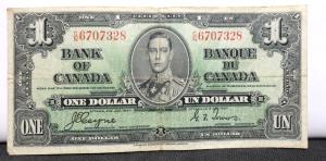 1937 Ottawa $1 Bank of Canada Note