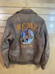 RCMP Elite Brown Leather Bomber Jacket, Small