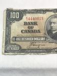 1937 Bank of Canada $100 Vintage Note