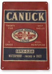 Vintage Canuck Tin Sign - 25 Shot Shells