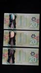 Set of Three 2012 Canadian Polymer $20 Notes
