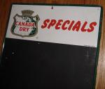 Canada Dry Ginger Ale Vintage Menu Board Sign