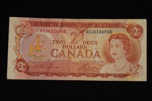 1974 Two Dollar Canadian Banknote Collectible