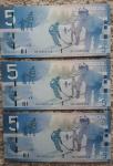 2006 Canadian $5 Banknotes - Set of Three