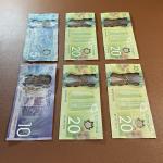 Vintage Canadian Polymer Banknotes Set (6)