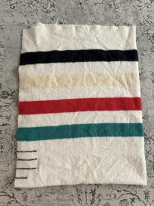 Rare 1920s Hudson Bay Striped Wool Blanket 65x79