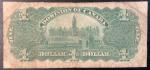 1898 One Dollar Dominion of Canada Banknote