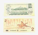 1973 and 1986 Canadian Dollar Bills Set