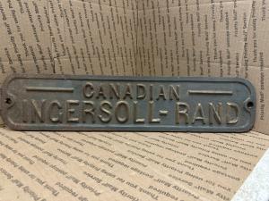 Vintage Ingersoll-Rand Cast Metal Sign - Green