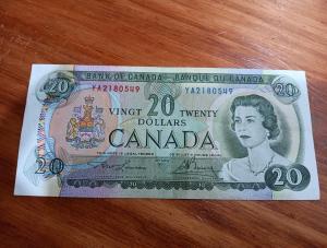 1969 Vintage Canada $20 Banknote