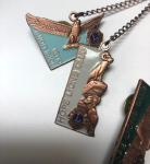 Vintage HOPE LIONS CLUB Copper Enamel Pin Set