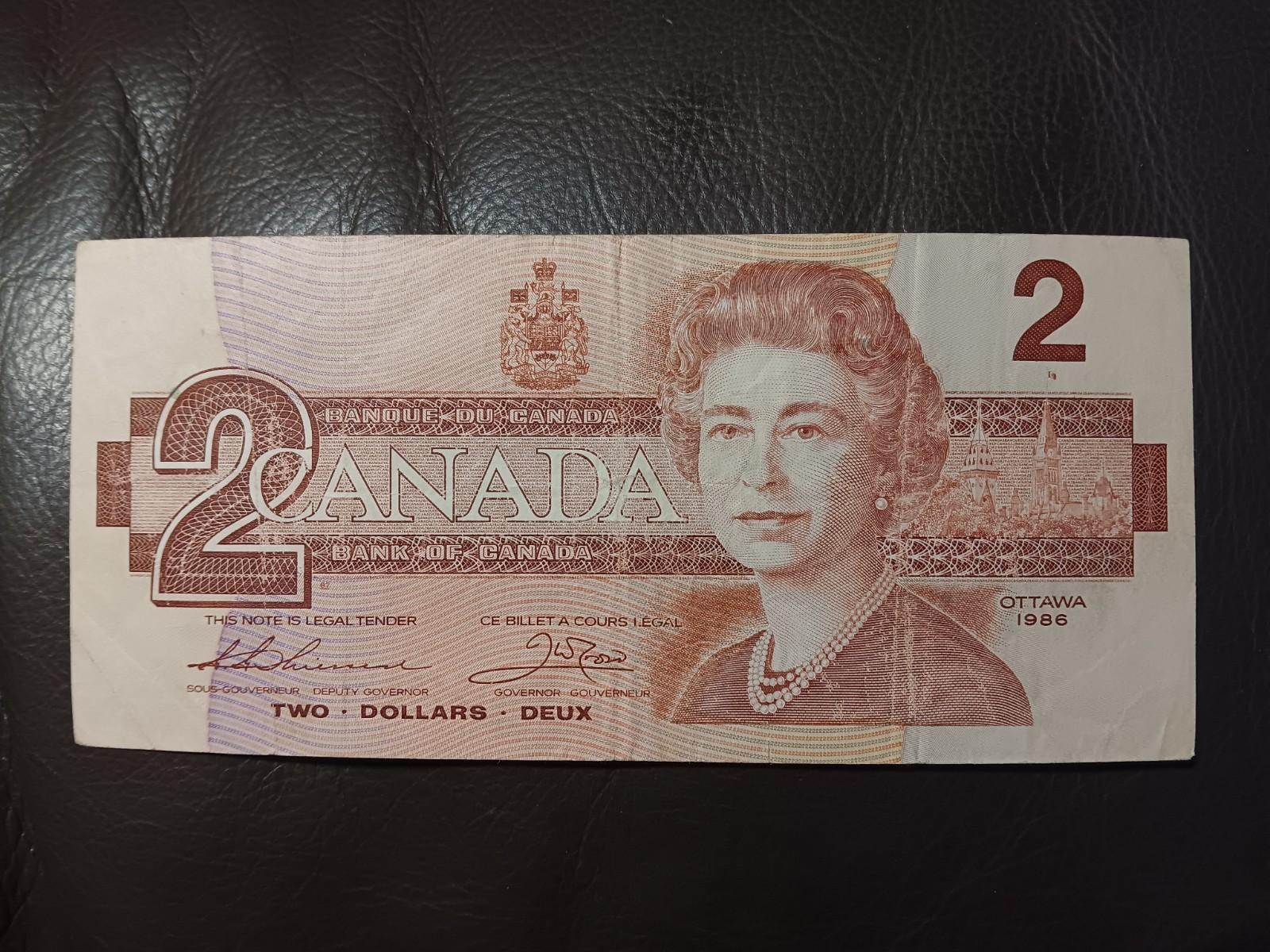 1986 Ottawa Two Dollar Canadian Currency Note