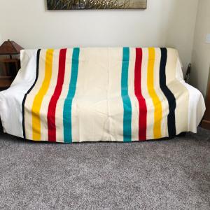 Hudsons Bay Vintage Striped Wool Blanket 90x70”