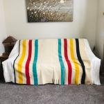 Hudsons Bay Vintage Striped Wool Blanket 90x70”