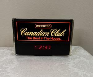 Canadian Club Whiskey Lighted Sign with Clock