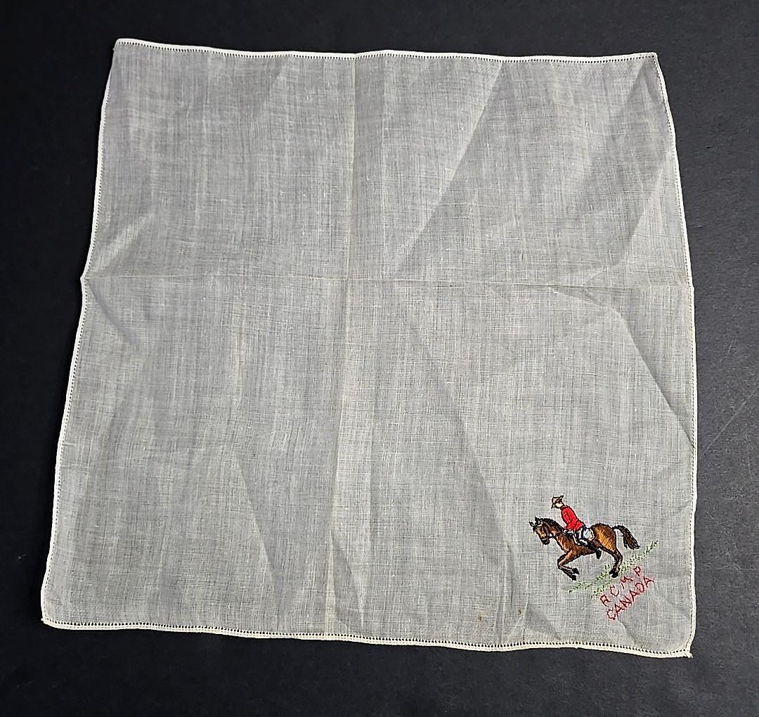 Embroidered RCMP Vintage Hanky Handkerchief