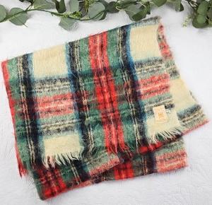 Vintage Hudson's Bay Mohair Plaid Throw Blanket