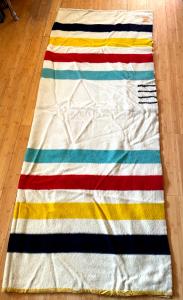 Hudson Bay Vintage Striped Wool Blanket 1930s