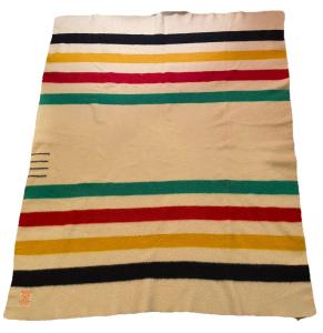 Hudsons Bay Vintage Wool Striped Blanket 81x64