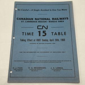 Vintage 1968 Canadian National Railway Timetable