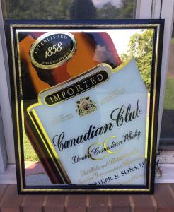 Vintage Canadian Club Whiskey Mirror Sign