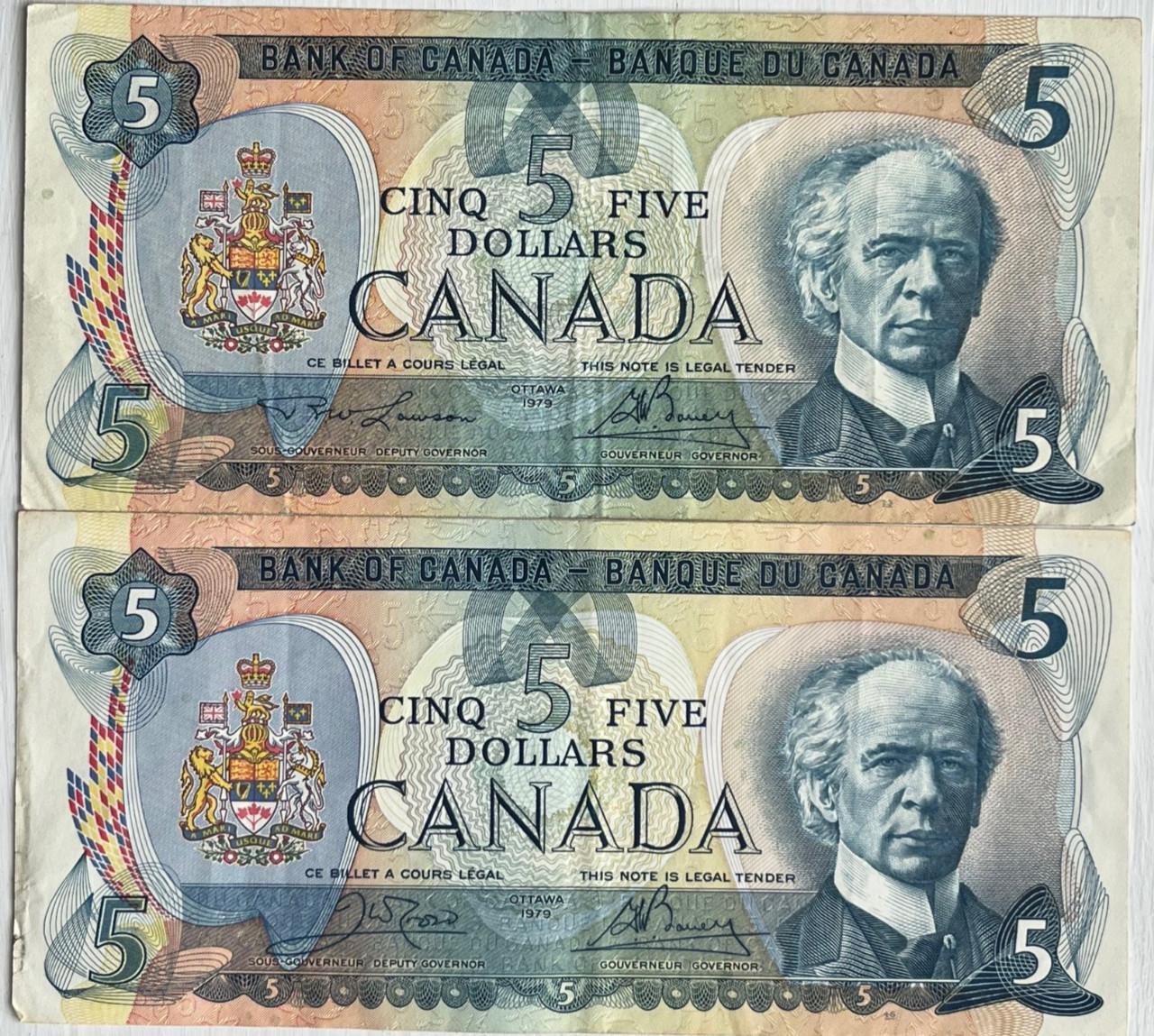 1979 $5 Bank of Canada Lawson Bouey Note