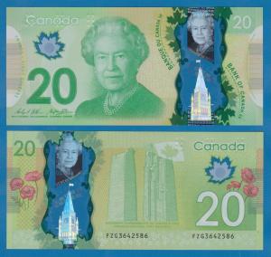 2012 Canada $20 Polymer Bill - Wilkins & Poloz
