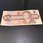 1986 Canadian $2 Bill - Rare Collectible Note