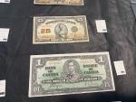 Lot of 12 Vintage Canadian Banknotes and Coins