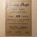 1968 Canadian Pacific Railway Employee Timetable #49