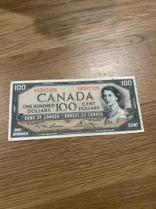 1954 Vintage Canadian $100 Bill Collectible