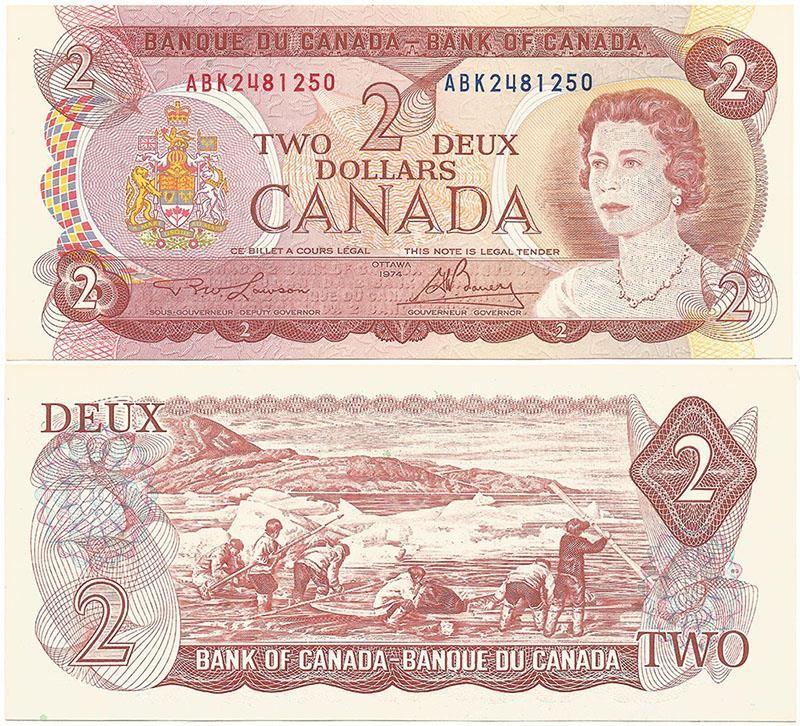 1974 Canada $2 Note with First Signature