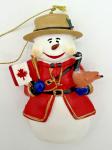 Snowman Christmas Ornament with Mountie Hat and Goose