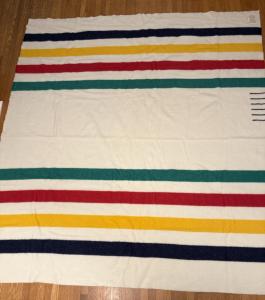 Hudson Bay Vintage Wool Striped Blanket 97"x90