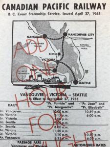 1958 Canadian Pacific Railway Coast Steamship Guide