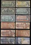 Set of 12 Vintage Canadian Banknotes