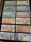 Set of 12 Vintage Canadian Banknotes