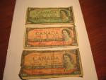 Set of Vintage Canadian Currency: 1967 $1 & 1954 $2 Bills